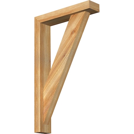 Ekena Millwork Traditional Block Rough Sawn Bracket w/ Offset Brace, Western Red Cedar, 4"W x 18"D x 30"H BKT0402X18X30TRA05RWR